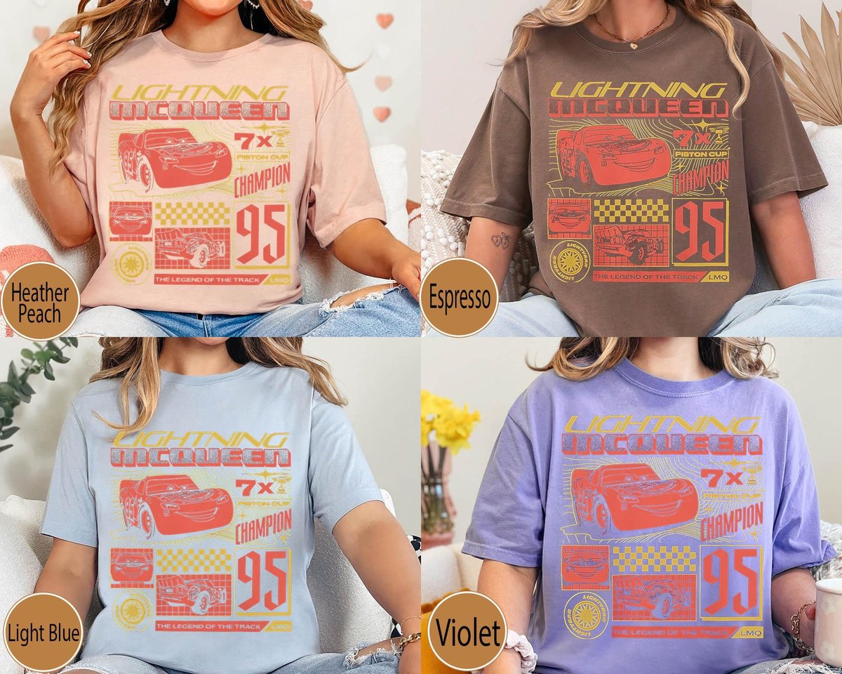 Lightning McQueen 95 Retro Disney Cars Shirt Piston Cup Birthday Gift