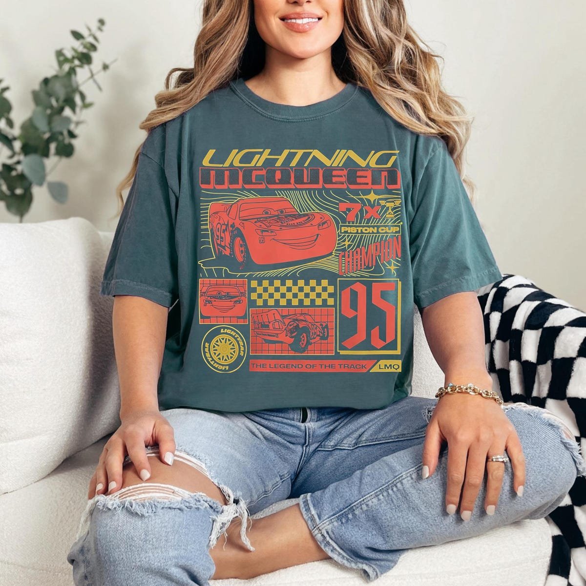 Lightning McQueen 95 Retro Disney Cars Shirt Piston Cup Birthday Gift