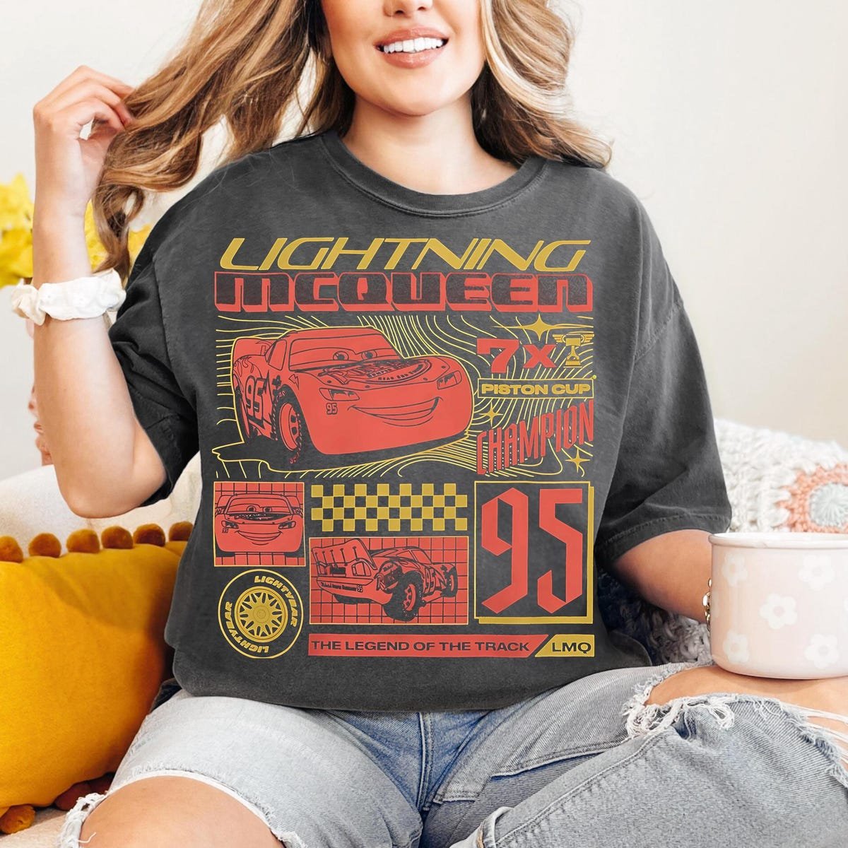 Lightning McQueen 95 Retro Disney Cars Shirt Piston Cup Birthday Gift