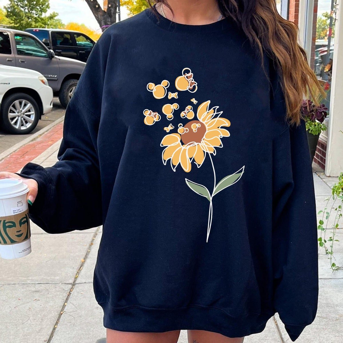 Mickey Minnie Sunflower T-Shirt Mother's Day Gift Floral Design 2024