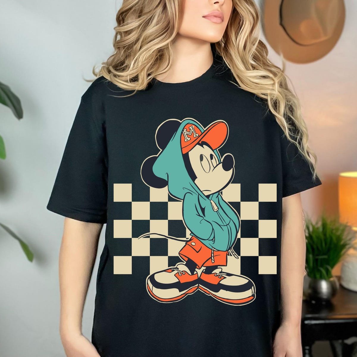 Mickey Mouse Checkerboard Shirt Vintage Disney Family Trip Tee