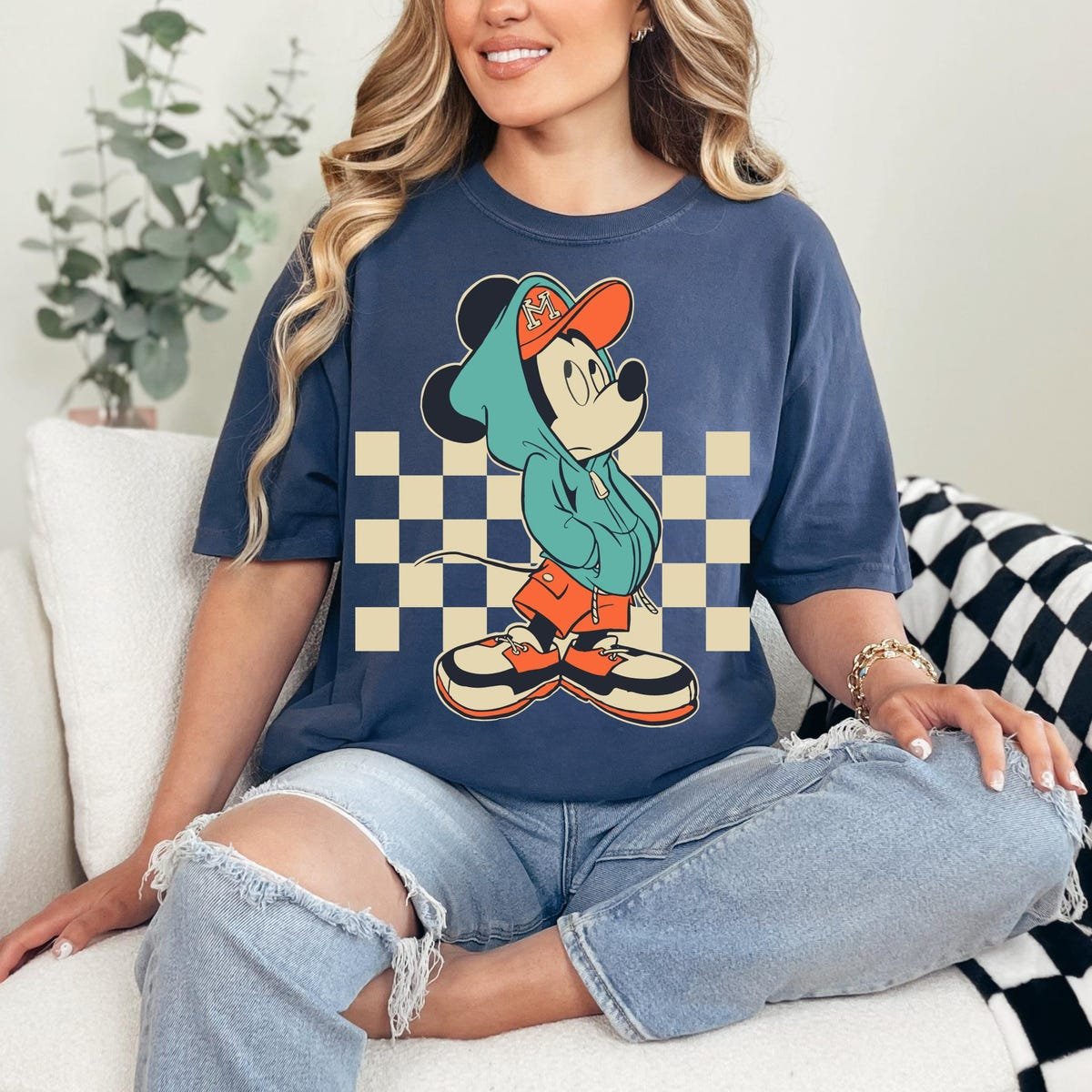 Mickey Mouse Checkerboard Shirt Vintage Disney Family Trip Tee