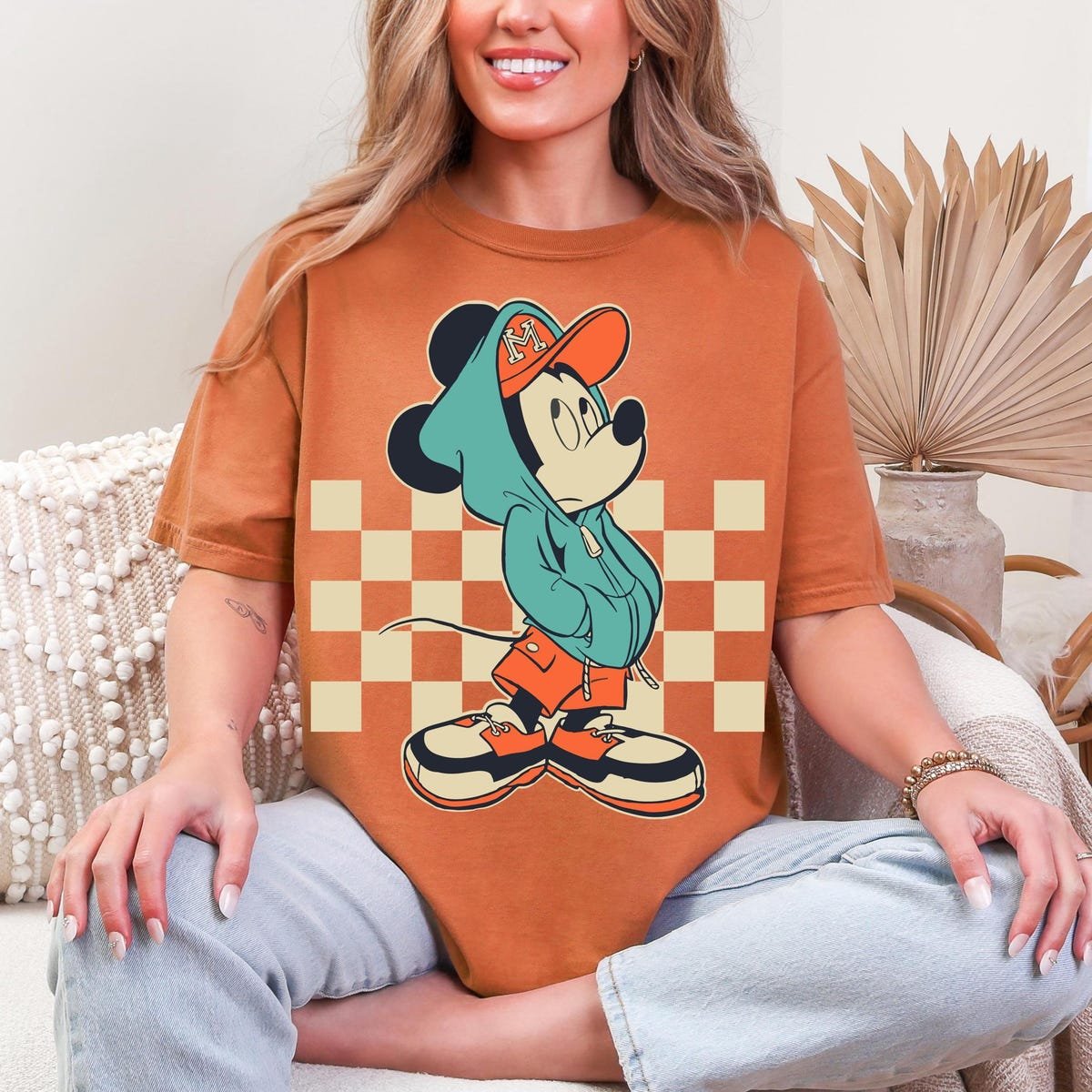 Mickey Mouse Checkerboard Shirt Vintage Disney Family Trip Tee