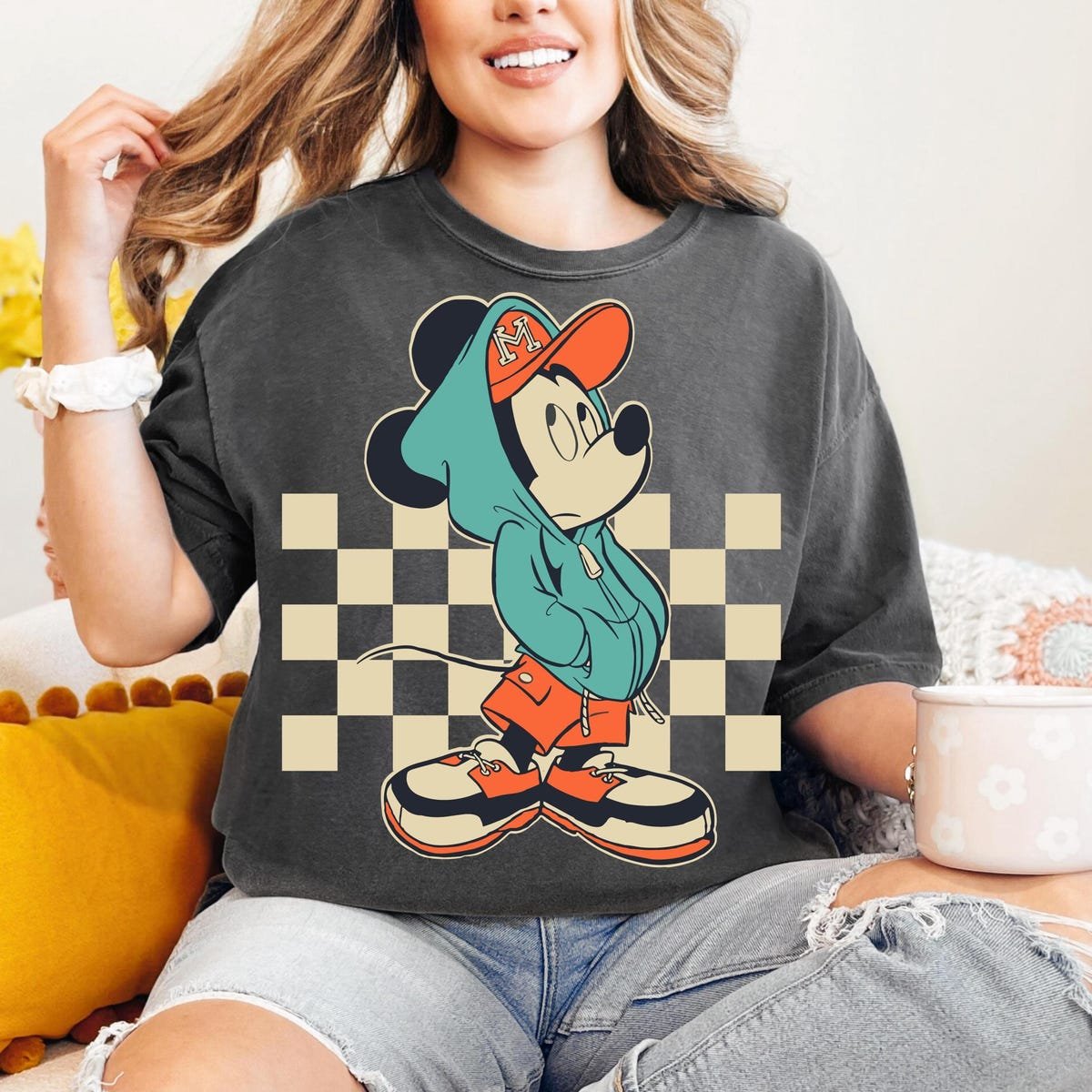 Mickey Mouse Checkerboard Shirt Vintage Disney Family Trip Tee