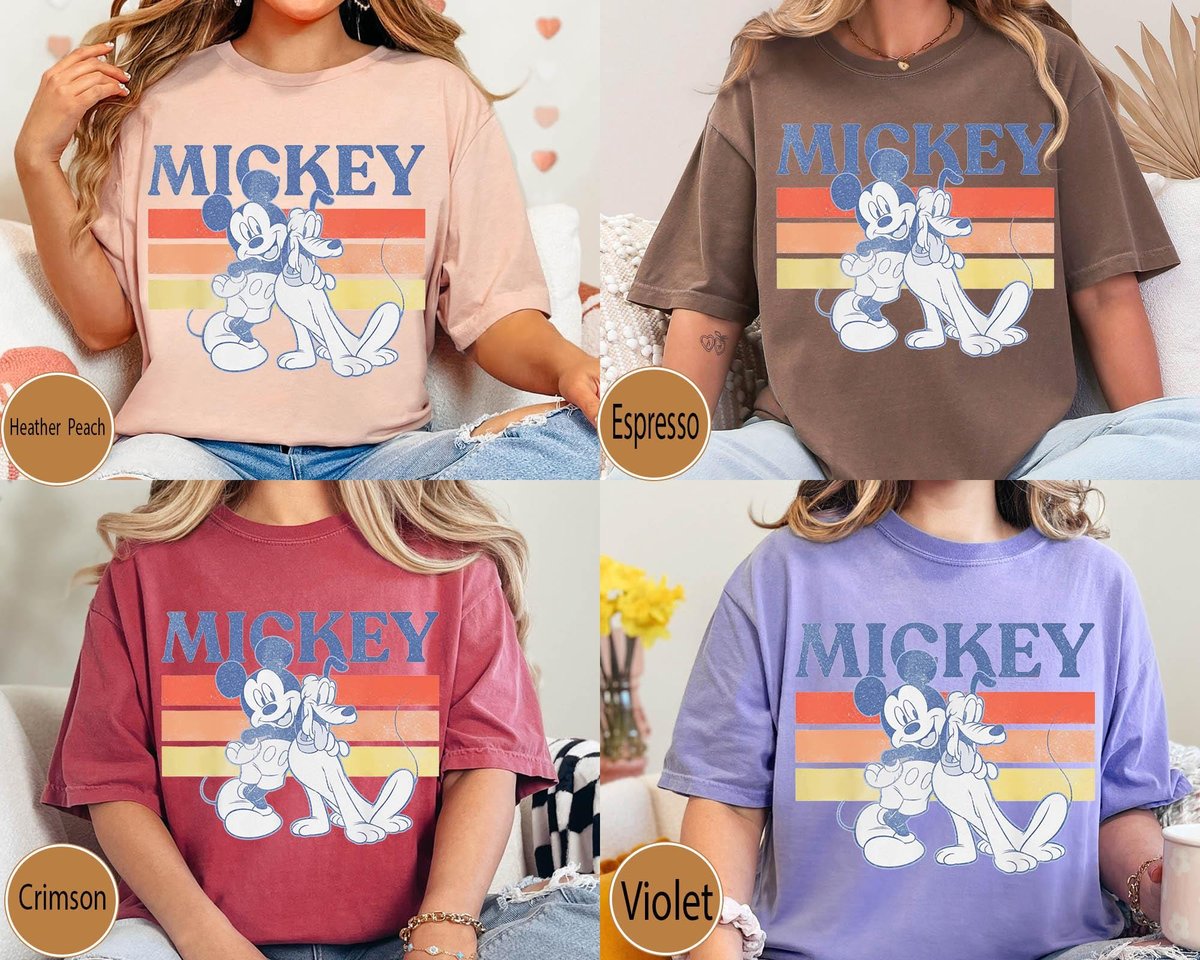 Mickey Pluto Retro Shirt Disney Friends Tee Disneyland Birthday Gift