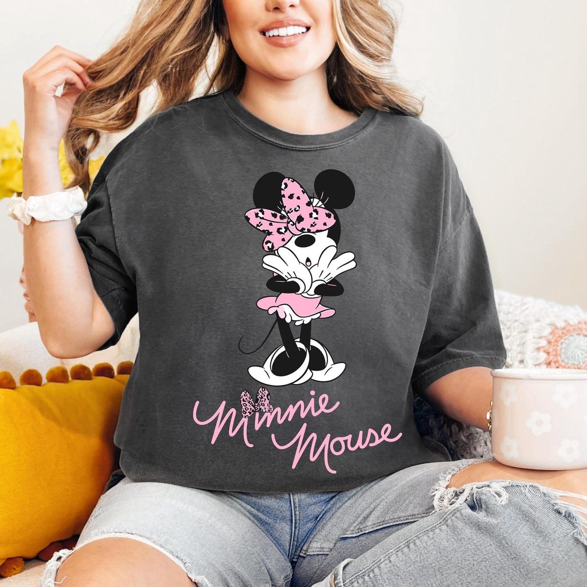 Minnie Mouse Pink Leopard Bow Shirt for Girls Birthday Gift