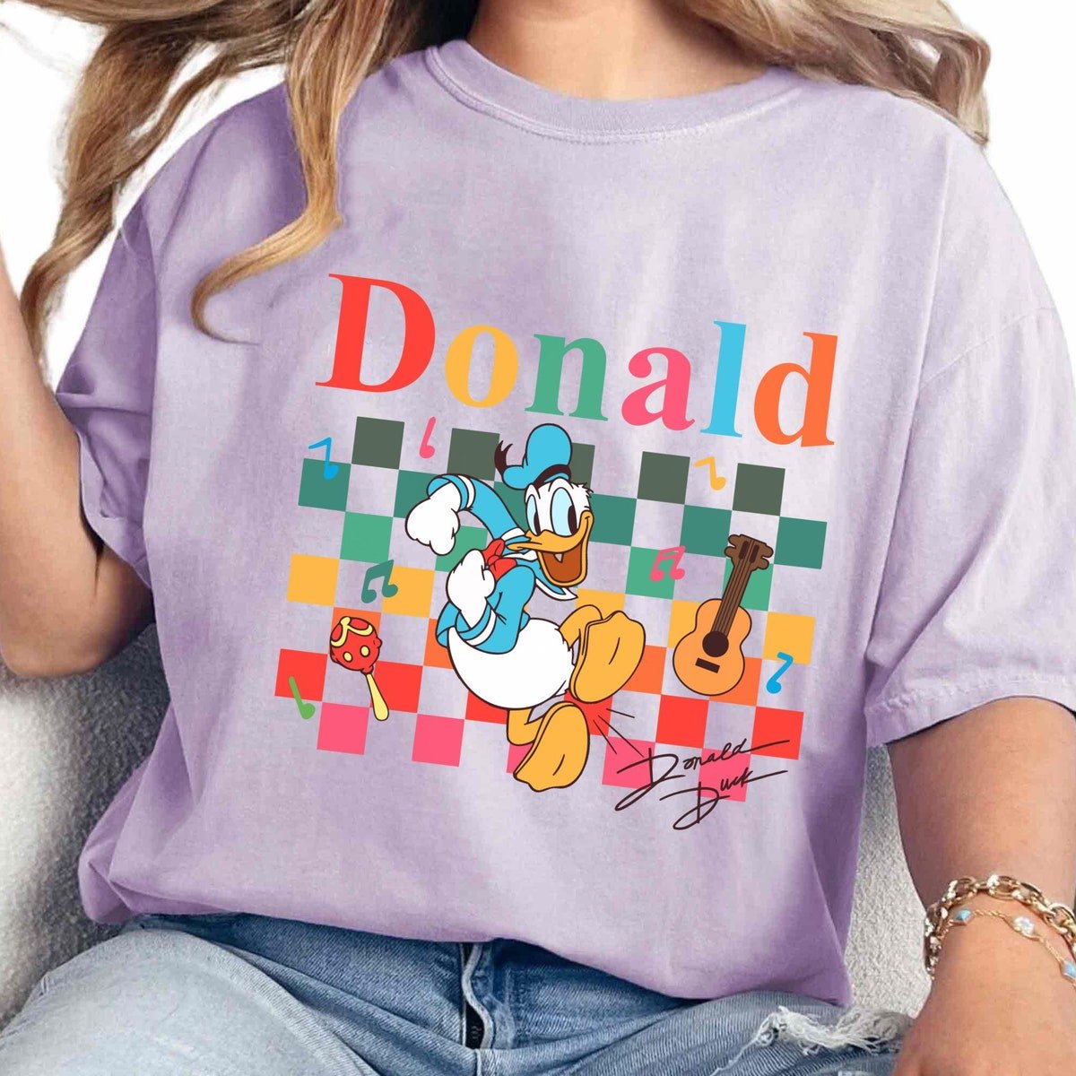 Retro Checkered Disney Trio Ducks Shirt - Panchito Jose Donald Duck Tee