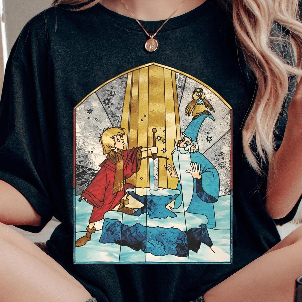 Sword Stone Arthur Merlin Shirt Vintage Disney T-shirt 2024 Trip