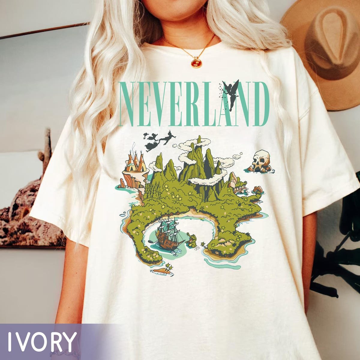 Vintage Disney Neverland Map Shirt Peter Pan Disneyworld Tee