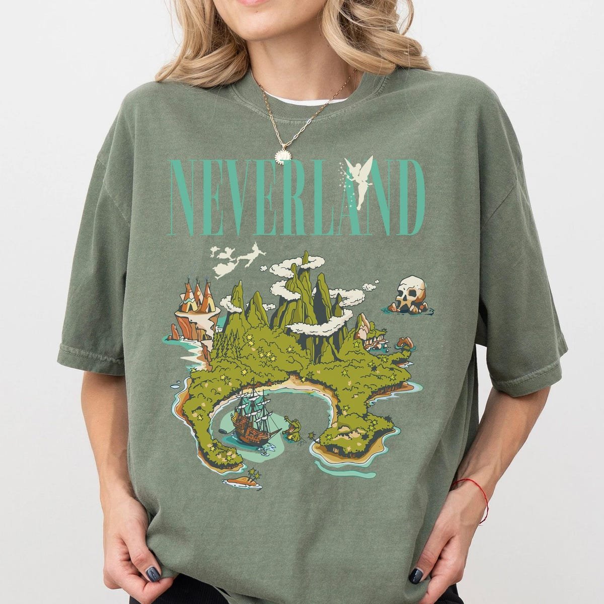 Vintage Disney Neverland Map Shirt Peter Pan Disneyworld Tee