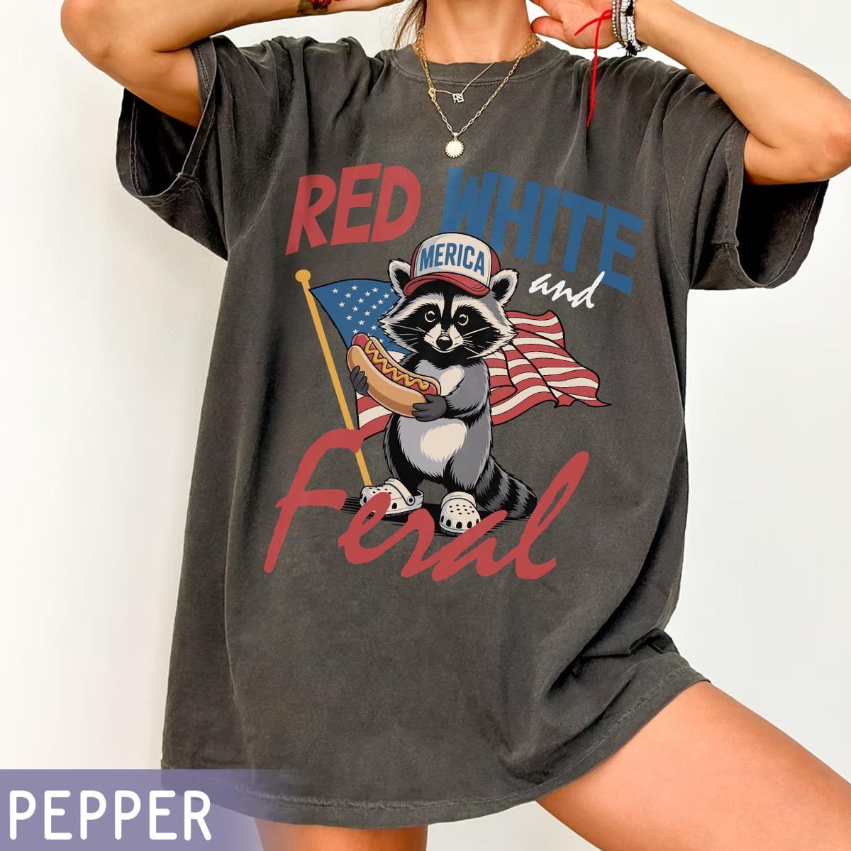 4th of July Raccoon Shirt Red White Feral USA Patriotic Tee