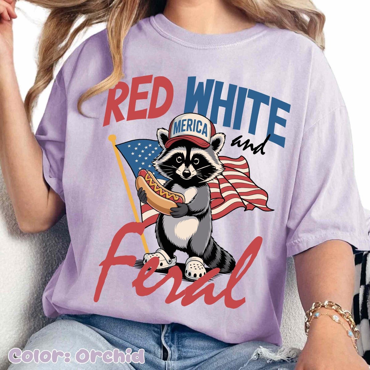 4th of July Raccoon Shirt Red White Feral USA Patriotic Tee