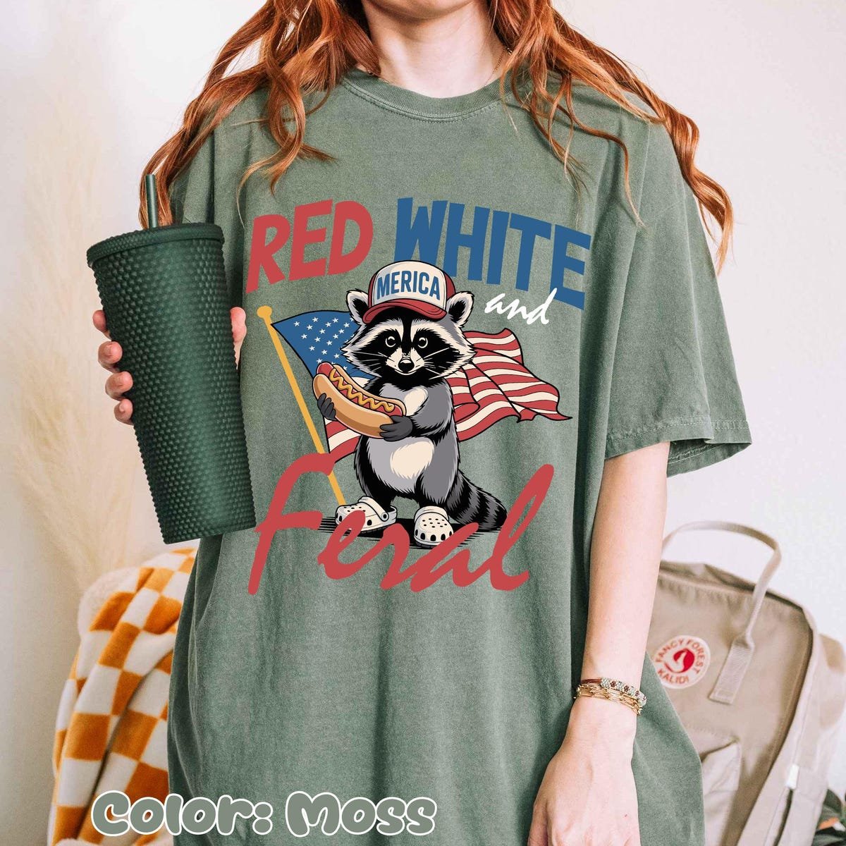 4th of July Raccoon Shirt Red White Feral USA Patriotic Tee