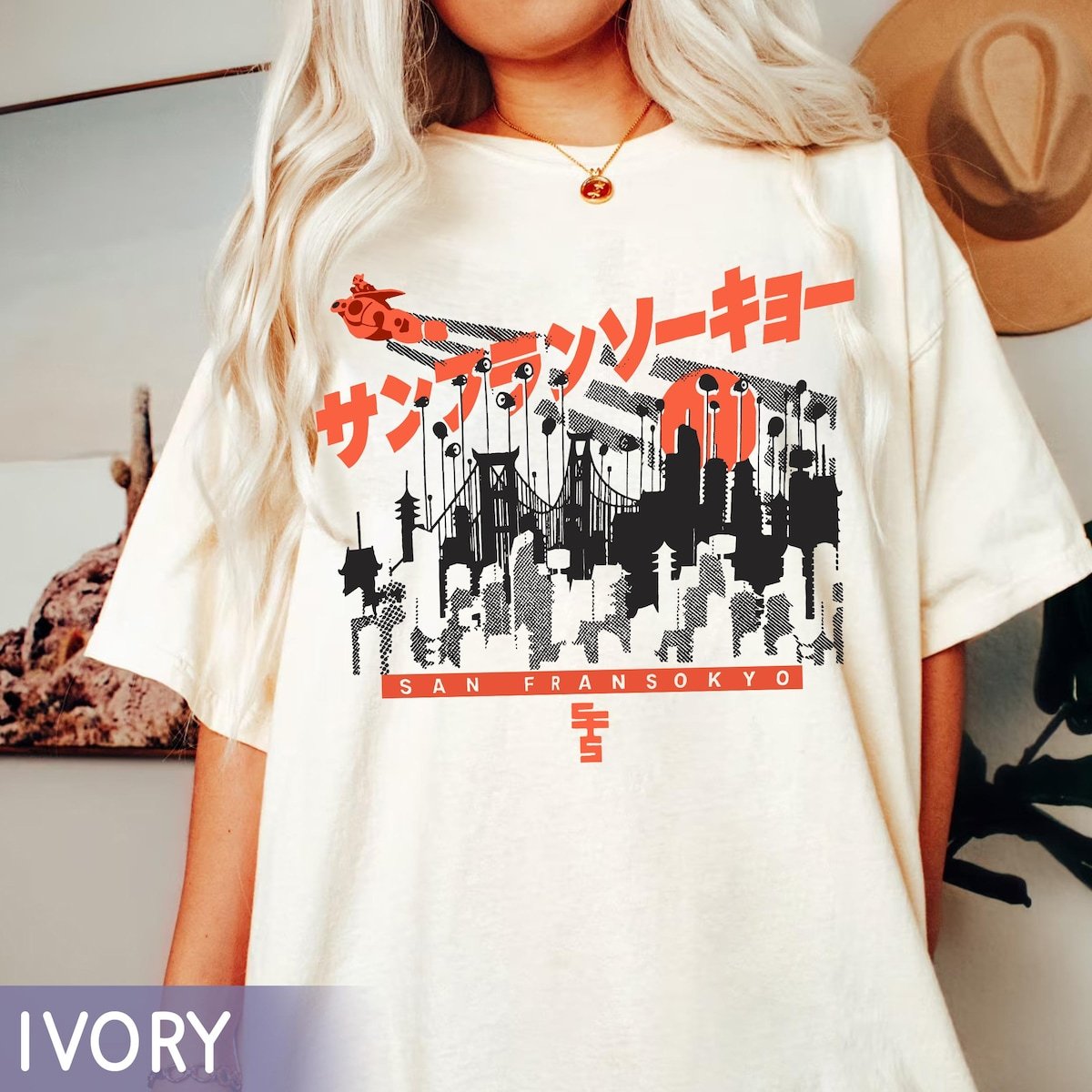 Big Hero 6 San Fransokyo Baymax Shirt Retro Japan Skyline Tee