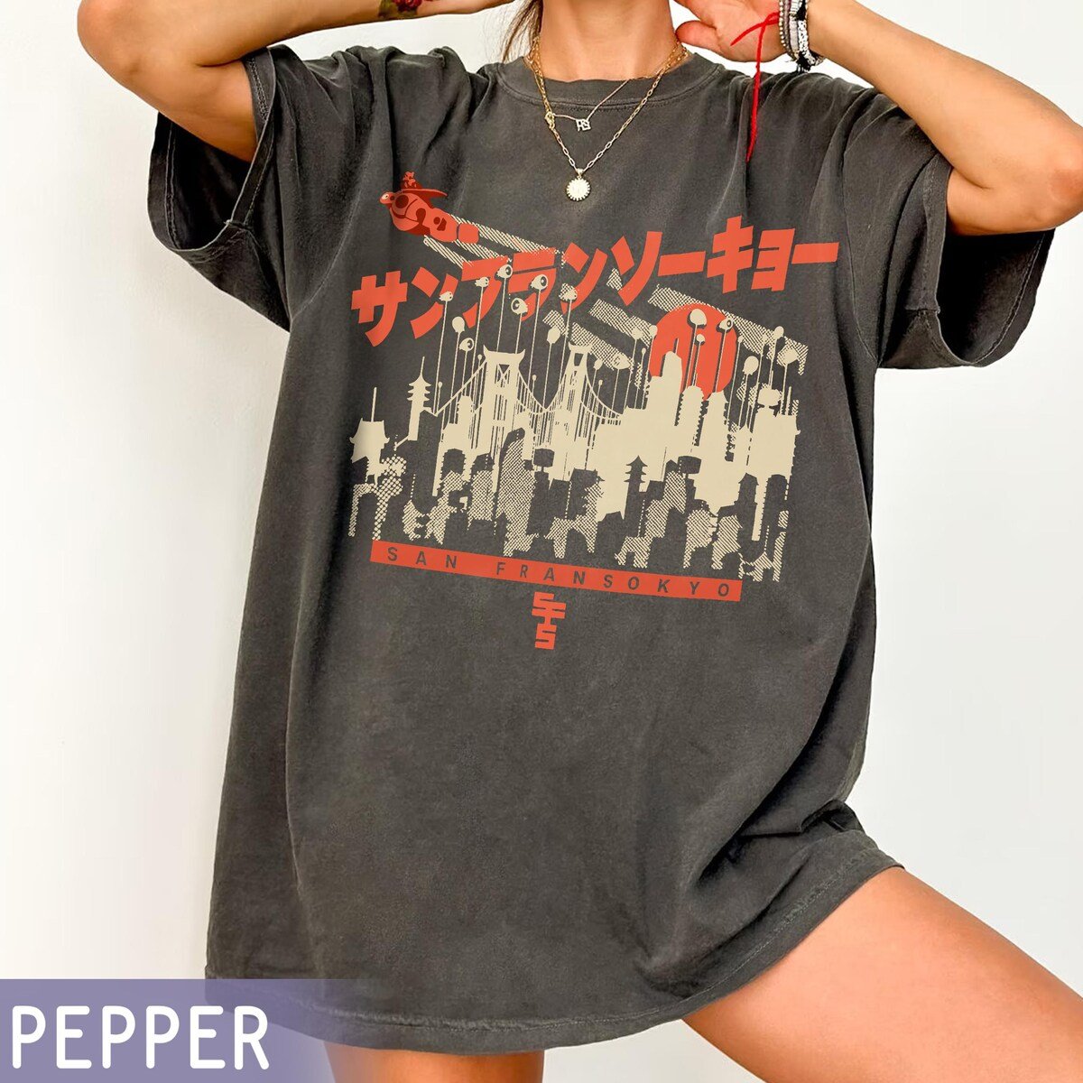 Big Hero 6 San Fransokyo Baymax Shirt Retro Japan Skyline Tee
