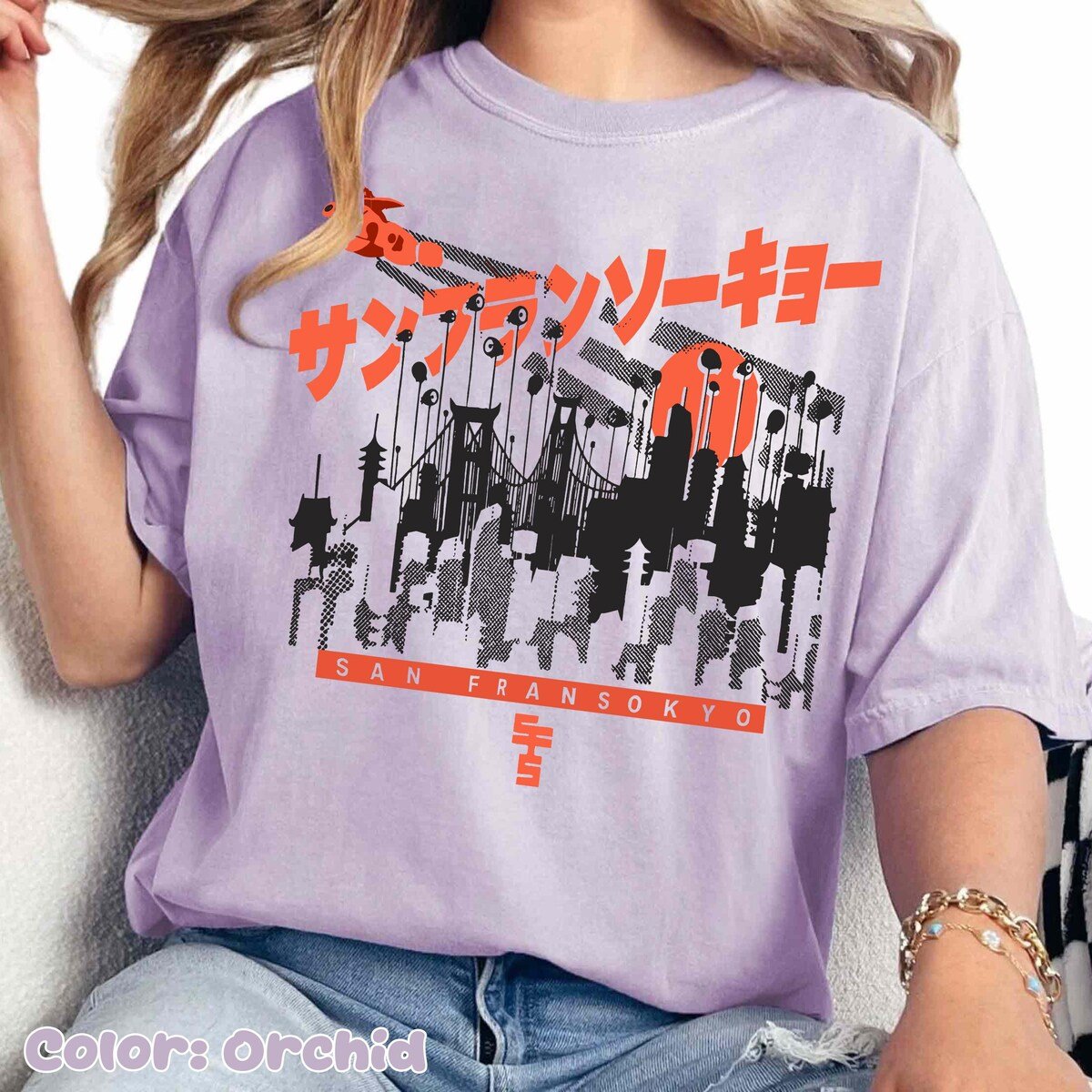 Big Hero 6 San Fransokyo Baymax Shirt Retro Japan Skyline Tee