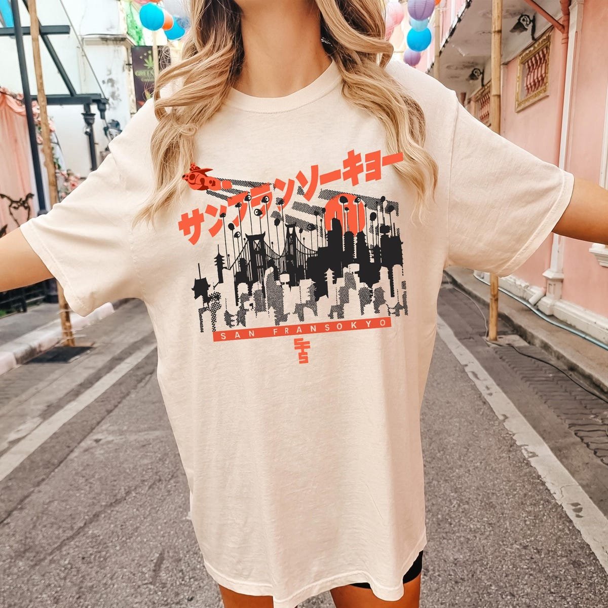 Big Hero 6 San Fransokyo Baymax Shirt Retro Japan Skyline Tee