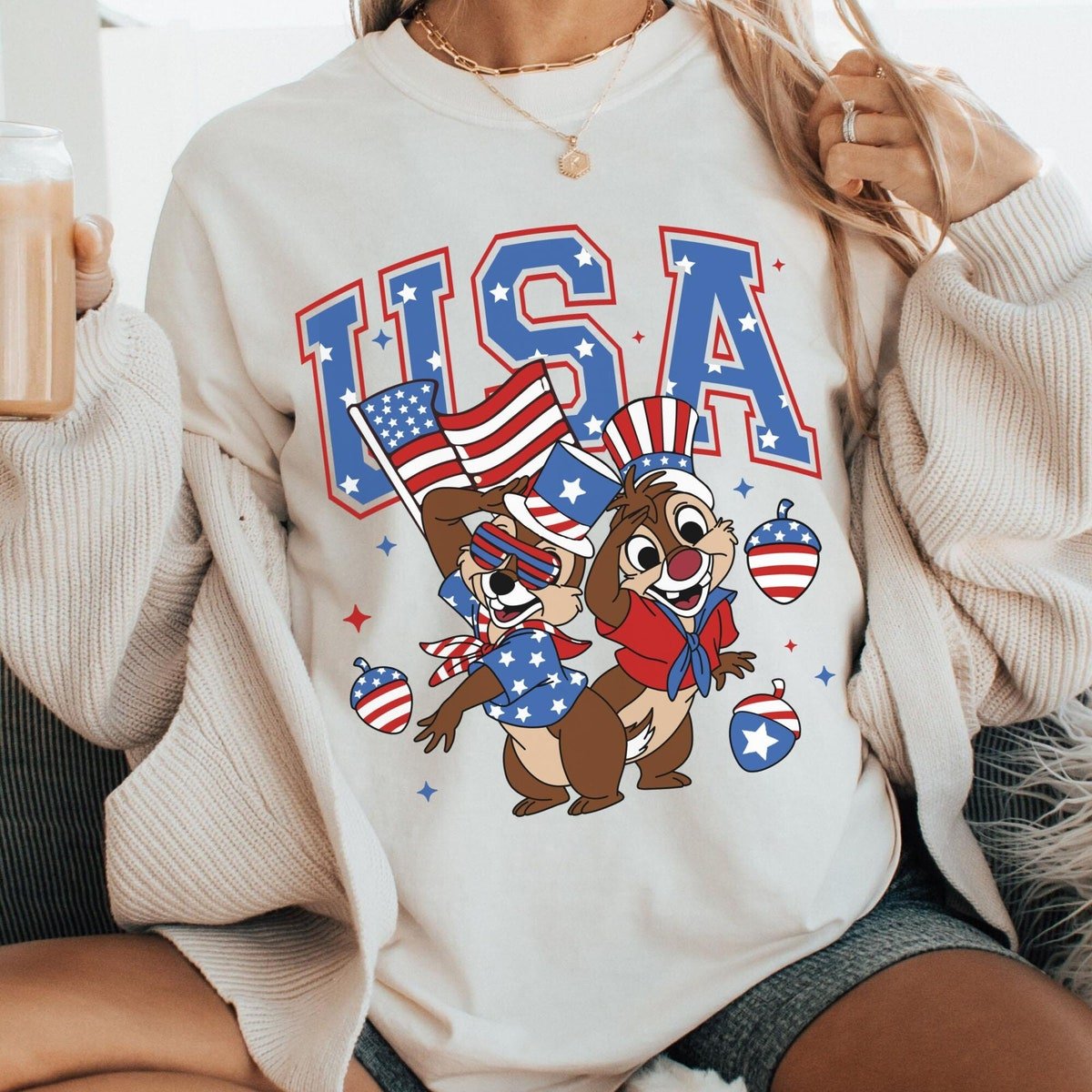 Chip n Dale Patriotic USA Shirt Independence Day 2024 Disney Tee