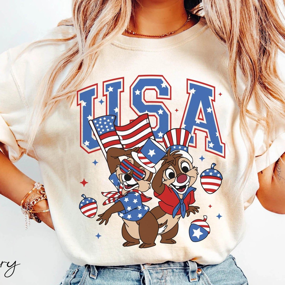 Chip n Dale Patriotic USA Shirt Independence Day 2024 Disney Tee