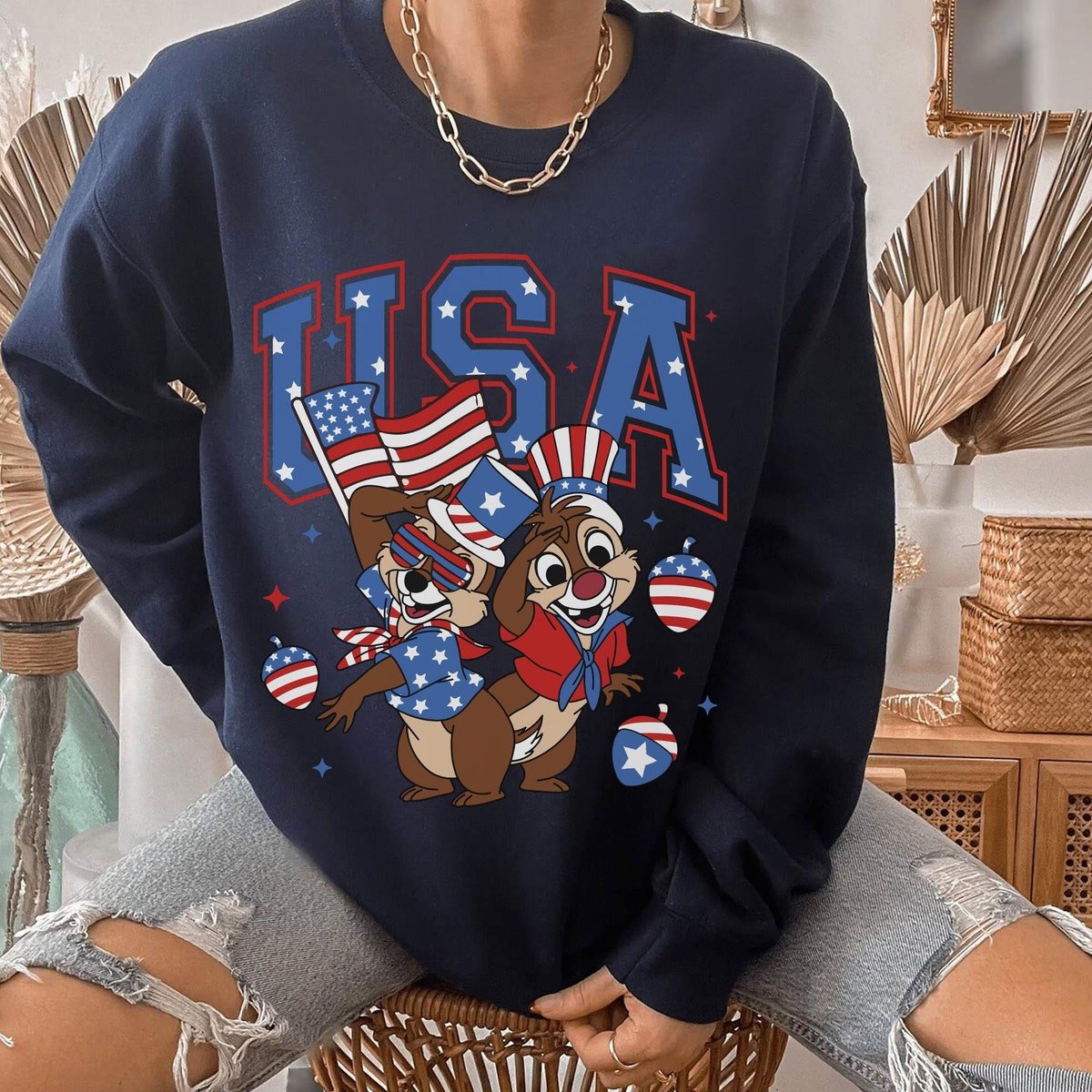 Chip n Dale Patriotic USA Shirt Independence Day 2024 Disney Tee