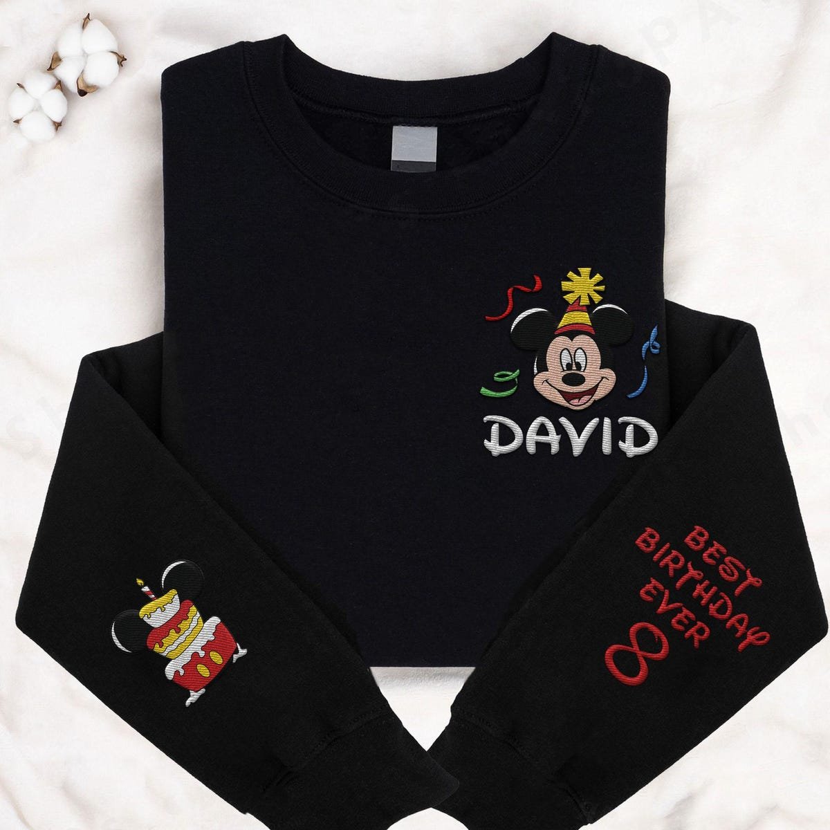 Disney Birthday Sweatshirt Custom Embroidered Kids Name Age