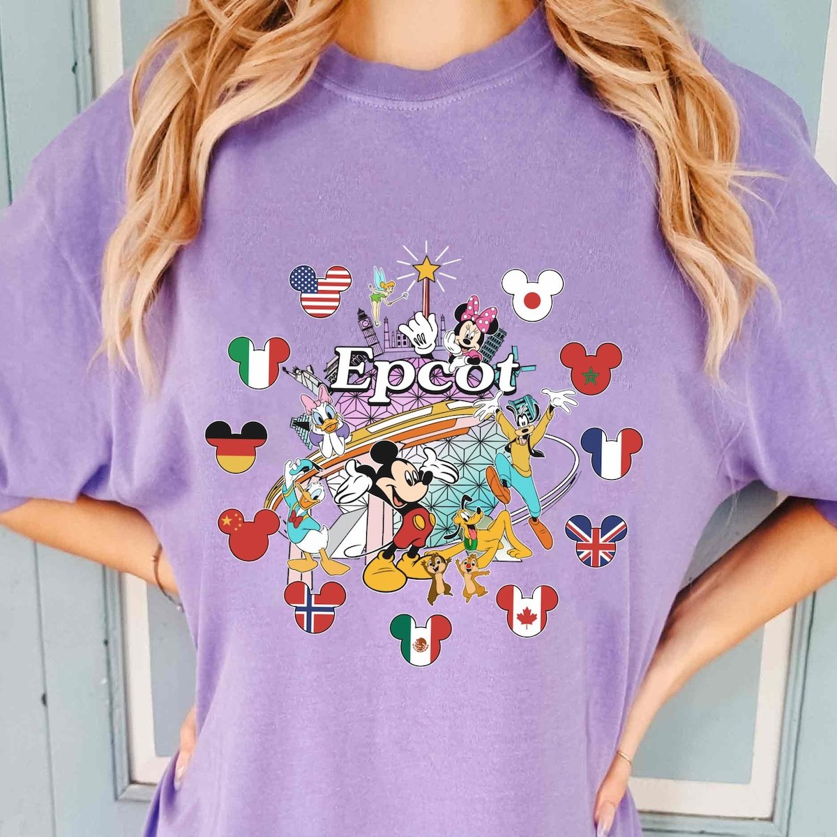 Disney Epcot Country Flag T-shirt Mickey Friends World Showcase Tee