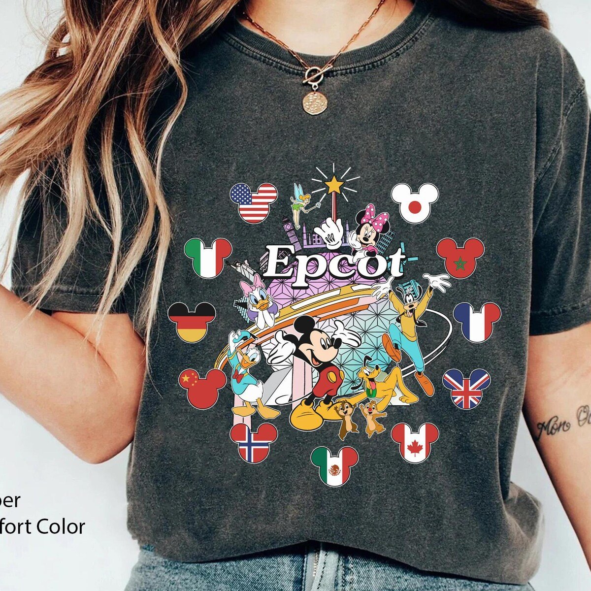 Disney Epcot Country Flag T-shirt Mickey Friends World Showcase Tee