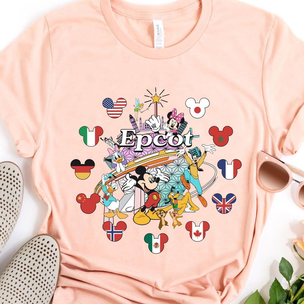 Disney Epcot Country Flag T-shirt Mickey Friends World Showcase Tee