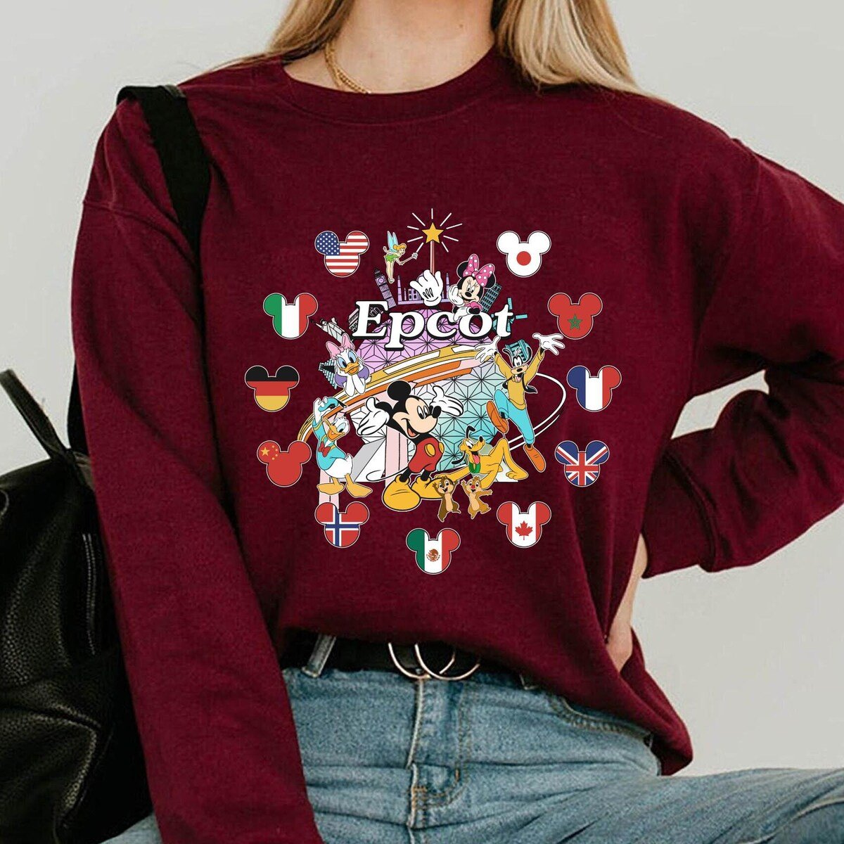 Disney Epcot Country Flag T-shirt Mickey Friends World Showcase Tee
