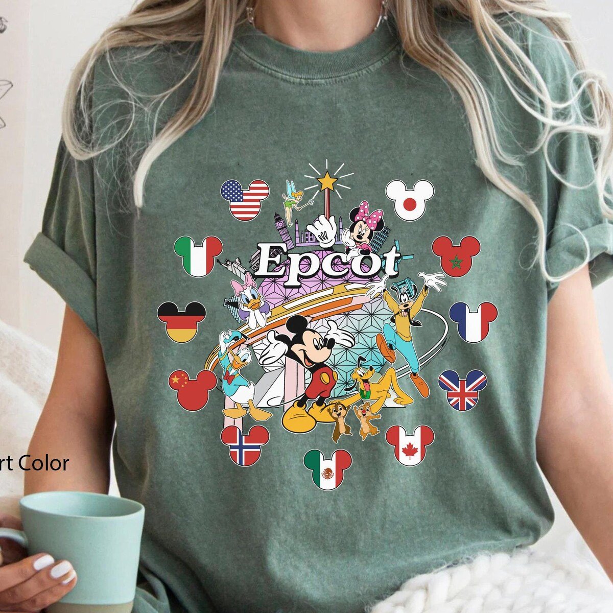 Disney Epcot Country Flag T-shirt Mickey Friends World Showcase Tee