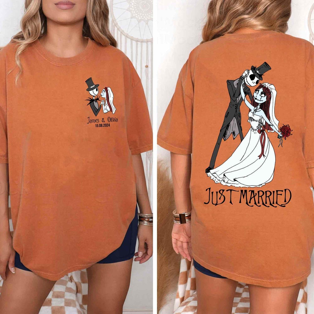 Disney Jack and Sally Couple Shirt Personalized Halloween Tee