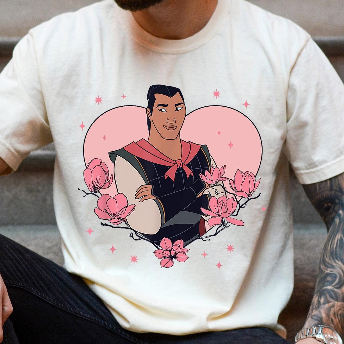 Disney Mulan Valentine's Day Shirt Li Shang Heart Logo T-Shirt Gift