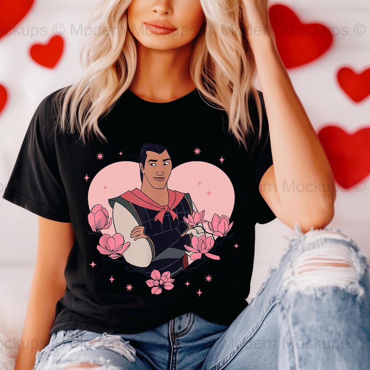 Disney Mulan Valentine's Day Shirt Li Shang Heart Logo T-Shirt Gift