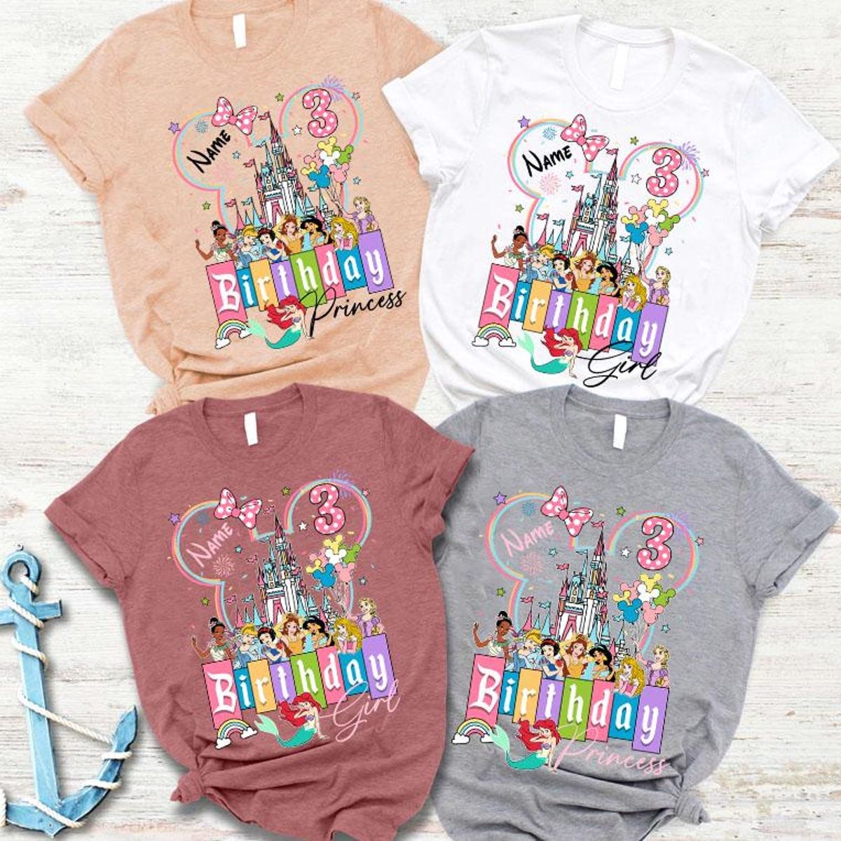 Disney Princess Birthday Shirt for Girls Disneyworld Family Matching