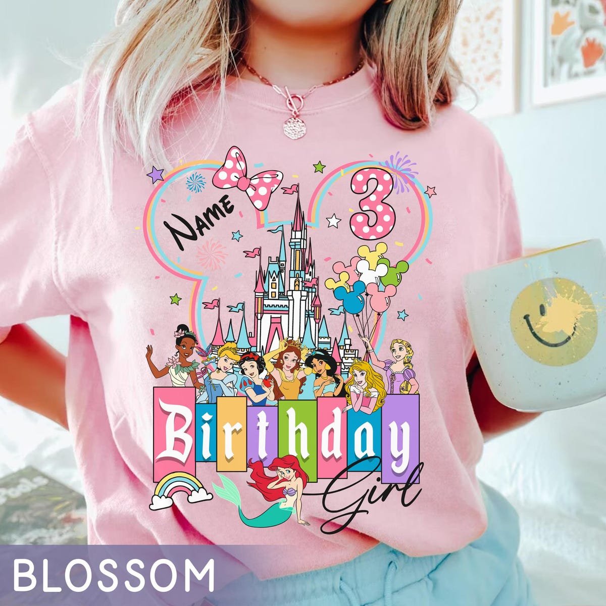 Disney Princess Birthday Shirt for Girls Disneyworld Family Matching