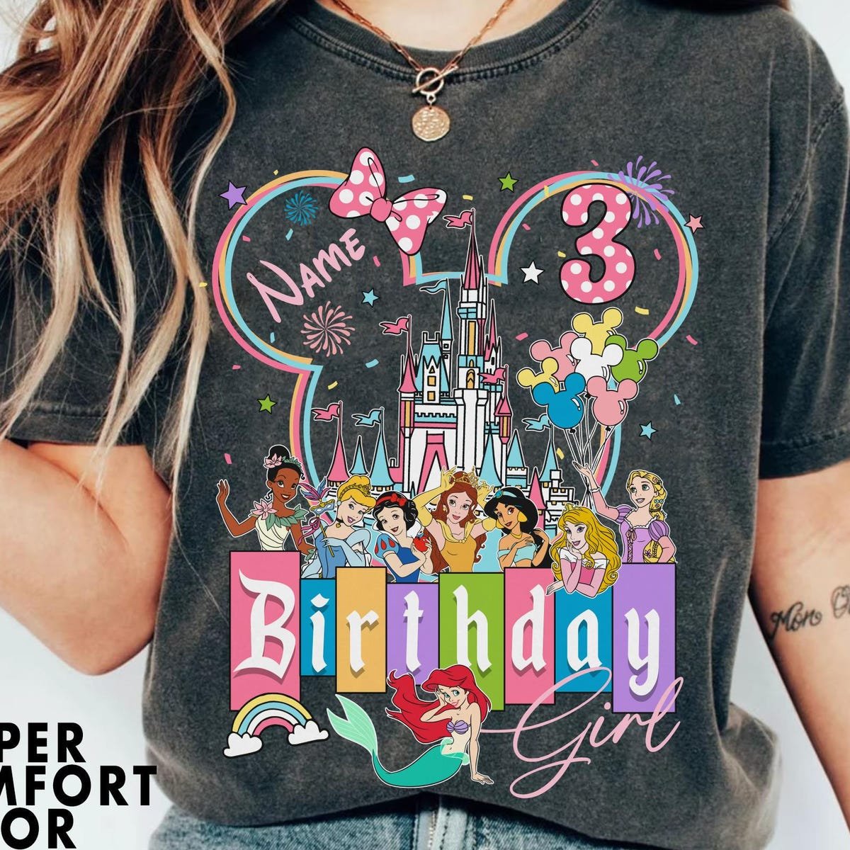 Disney Princess Birthday Shirt for Girls Disneyworld Family Matching