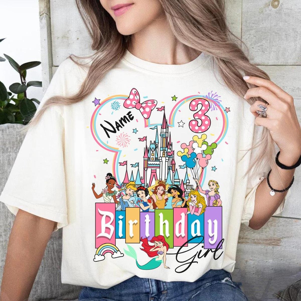 Disney Princess Birthday Shirt for Girls Disneyworld Family Matching