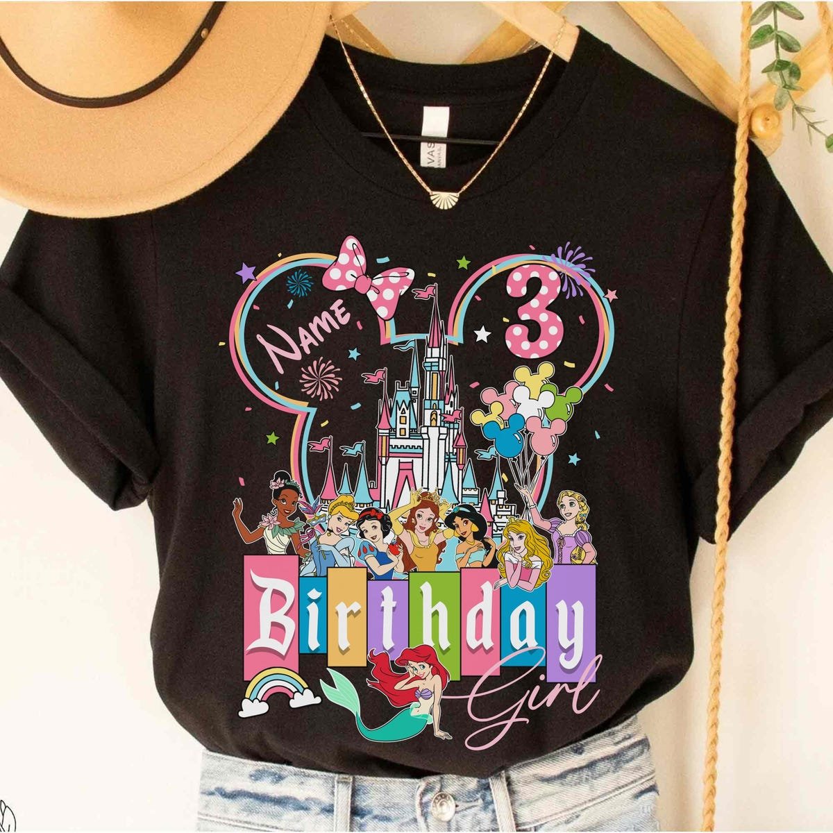 Disney Princess Birthday Shirt for Girls Disneyworld Family Matching