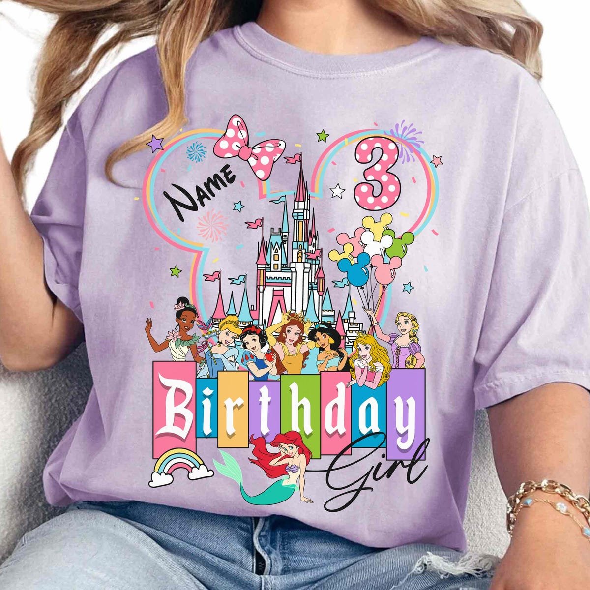 Disney Princess Birthday Shirt for Girls Disneyworld Family Matching