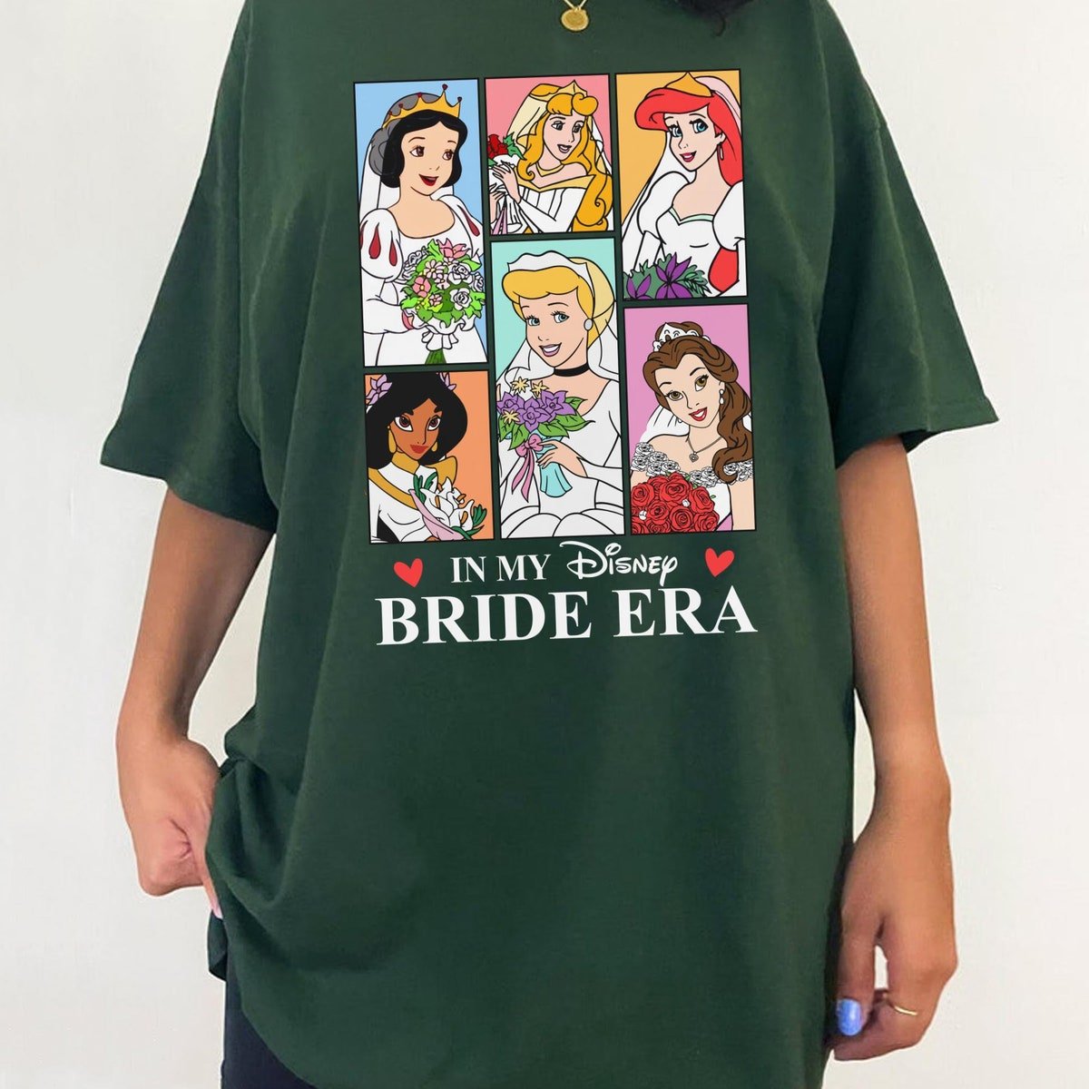 Disney Princess Bride Era T-shirt Ariel Cinderella Jasmine Bridal Gift
