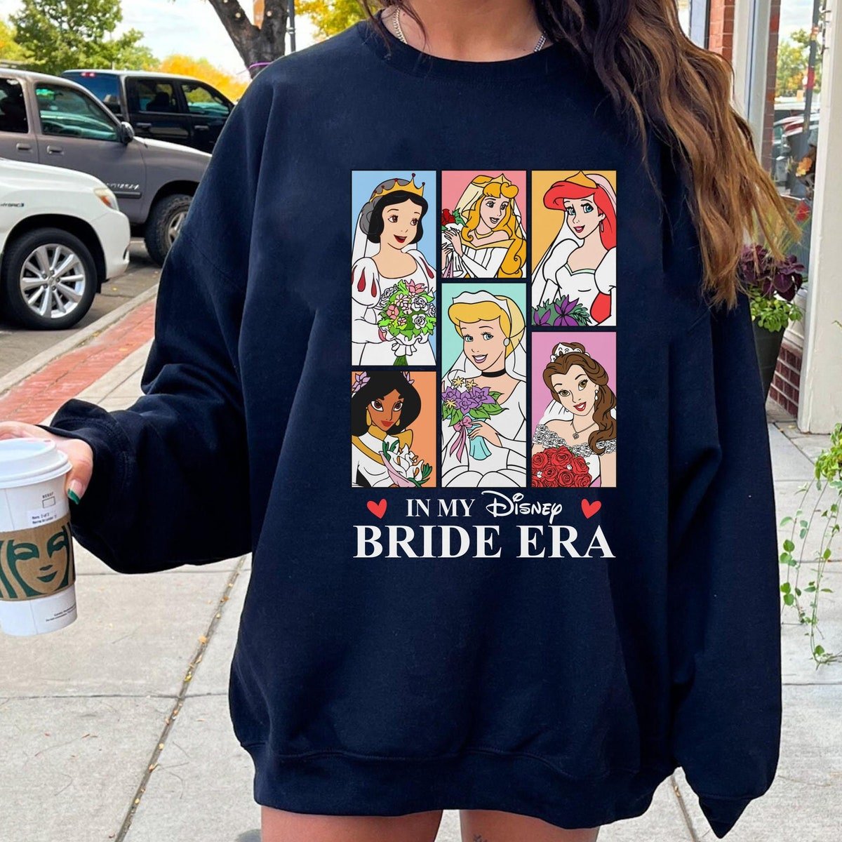 Disney Princess Bride Era T-shirt Ariel Cinderella Jasmine Bridal Gift
