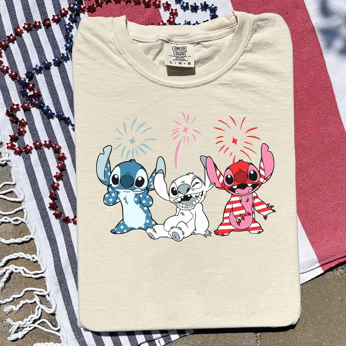 Disney Stitch 4th of July Shirt Patriotic USA Flag Independence Day Tee