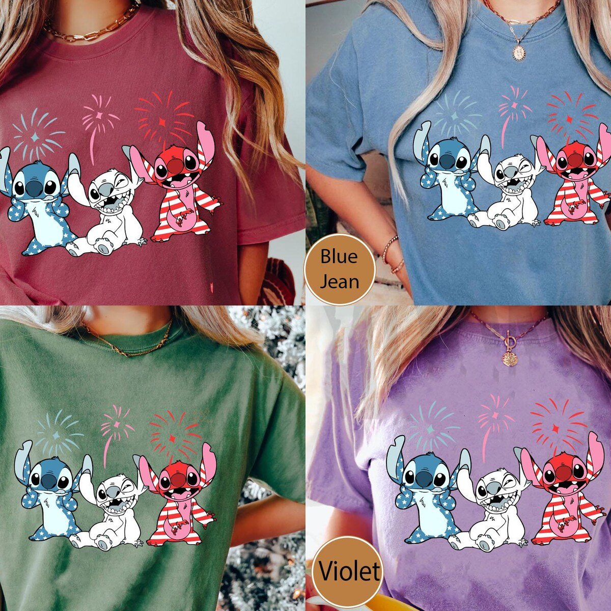 Disney Stitch 4th of July Shirt Patriotic USA Flag Independence Day Tee