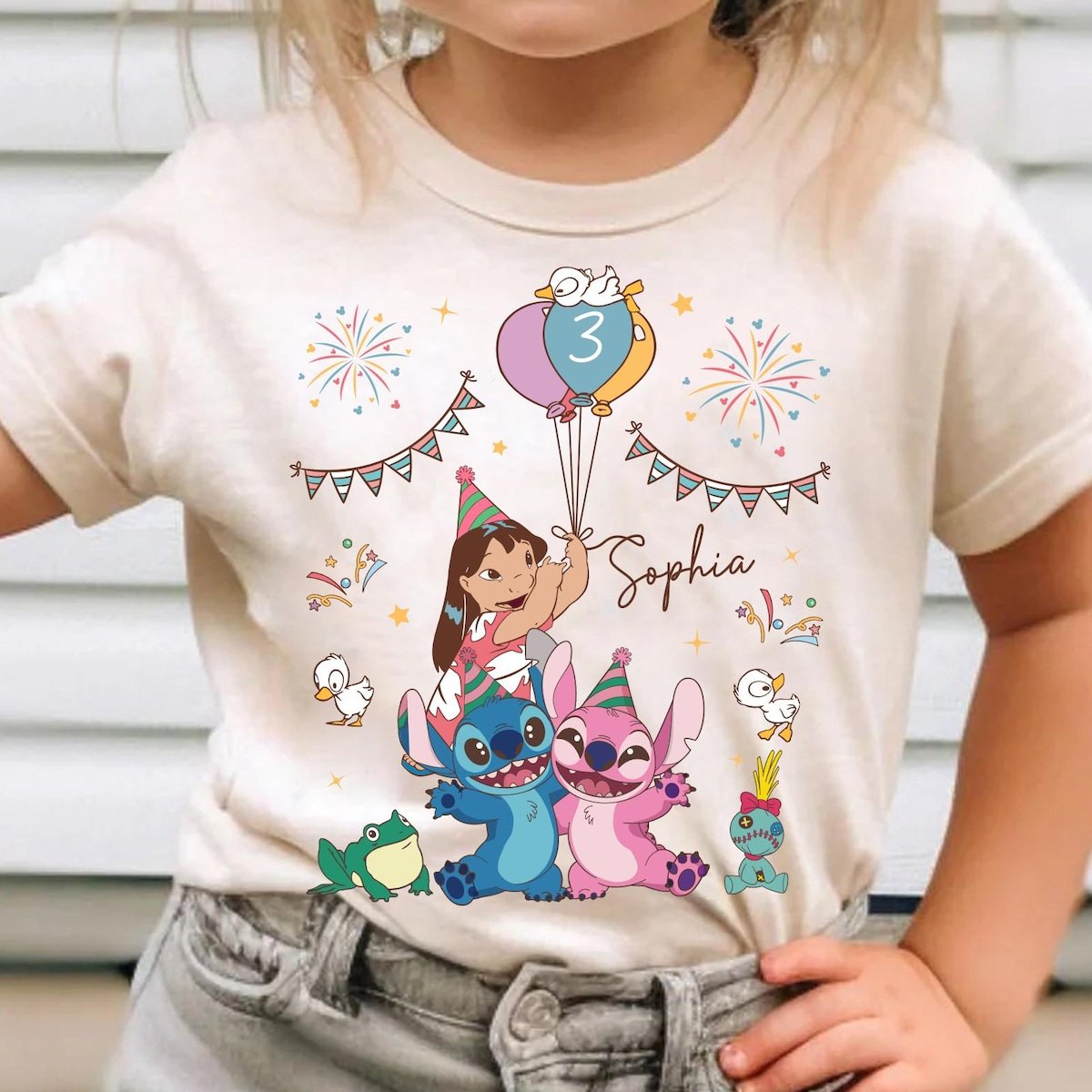 Disney Stitch Birthday Shirt Pink Ohana Tee Cute Alien Couple Family Matching