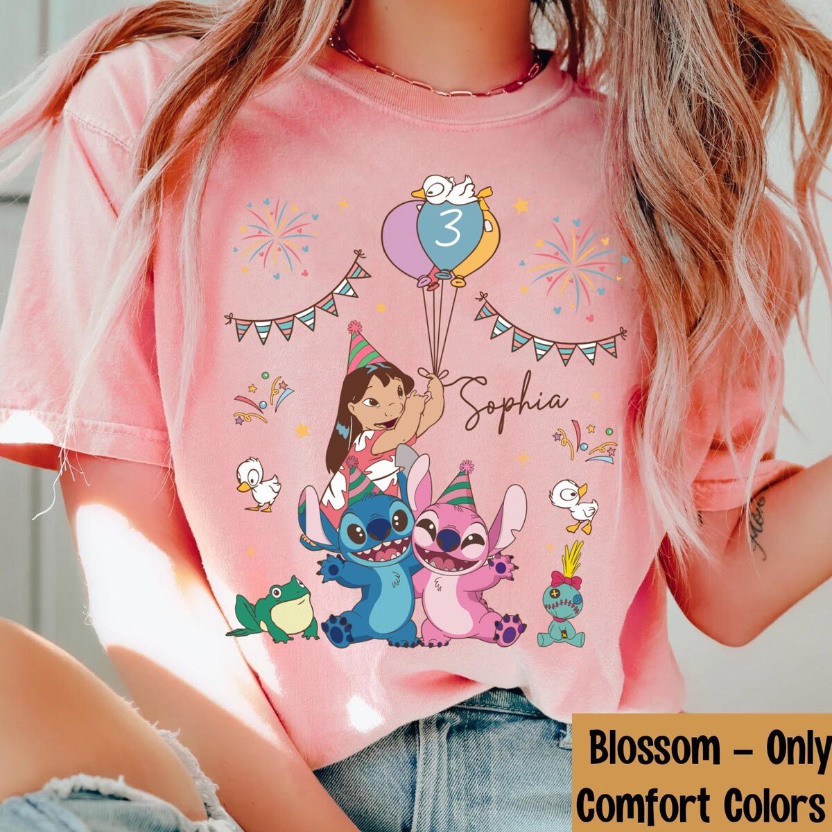 Disney Stitch Birthday Shirt Pink Ohana Tee Cute Alien Couple Family Matching