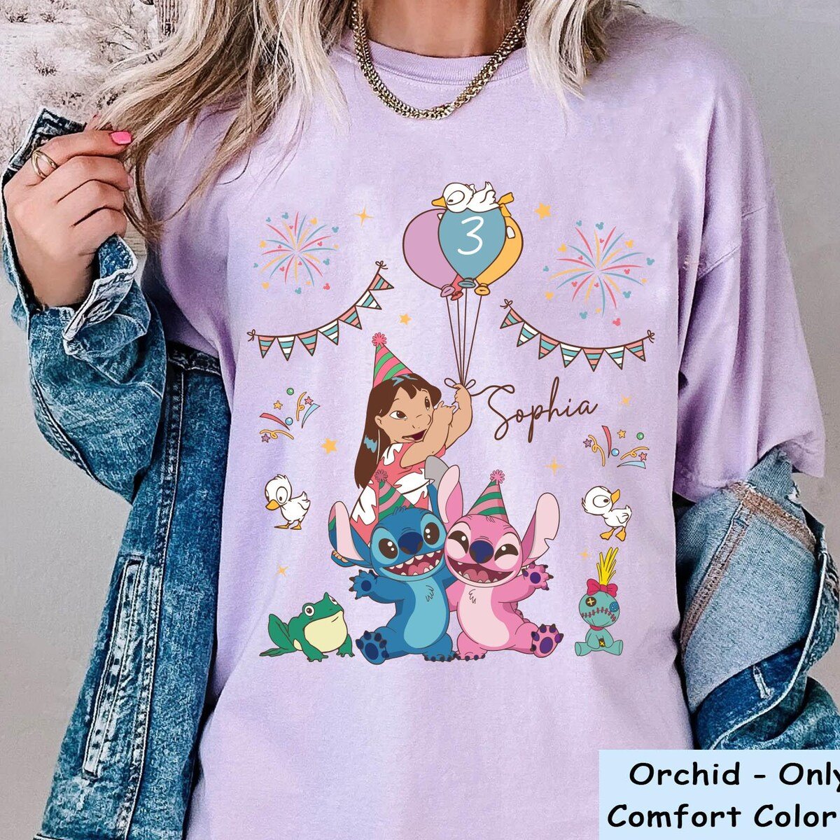 Disney Stitch Birthday Shirt Pink Ohana Tee Cute Alien Couple Family Matching