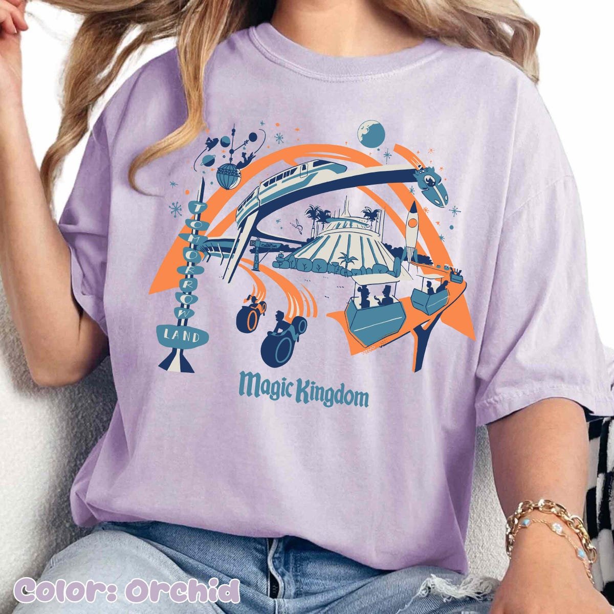 Disney Tomorrowland Shirt Retro Space Mountain Monorail Tron Tee