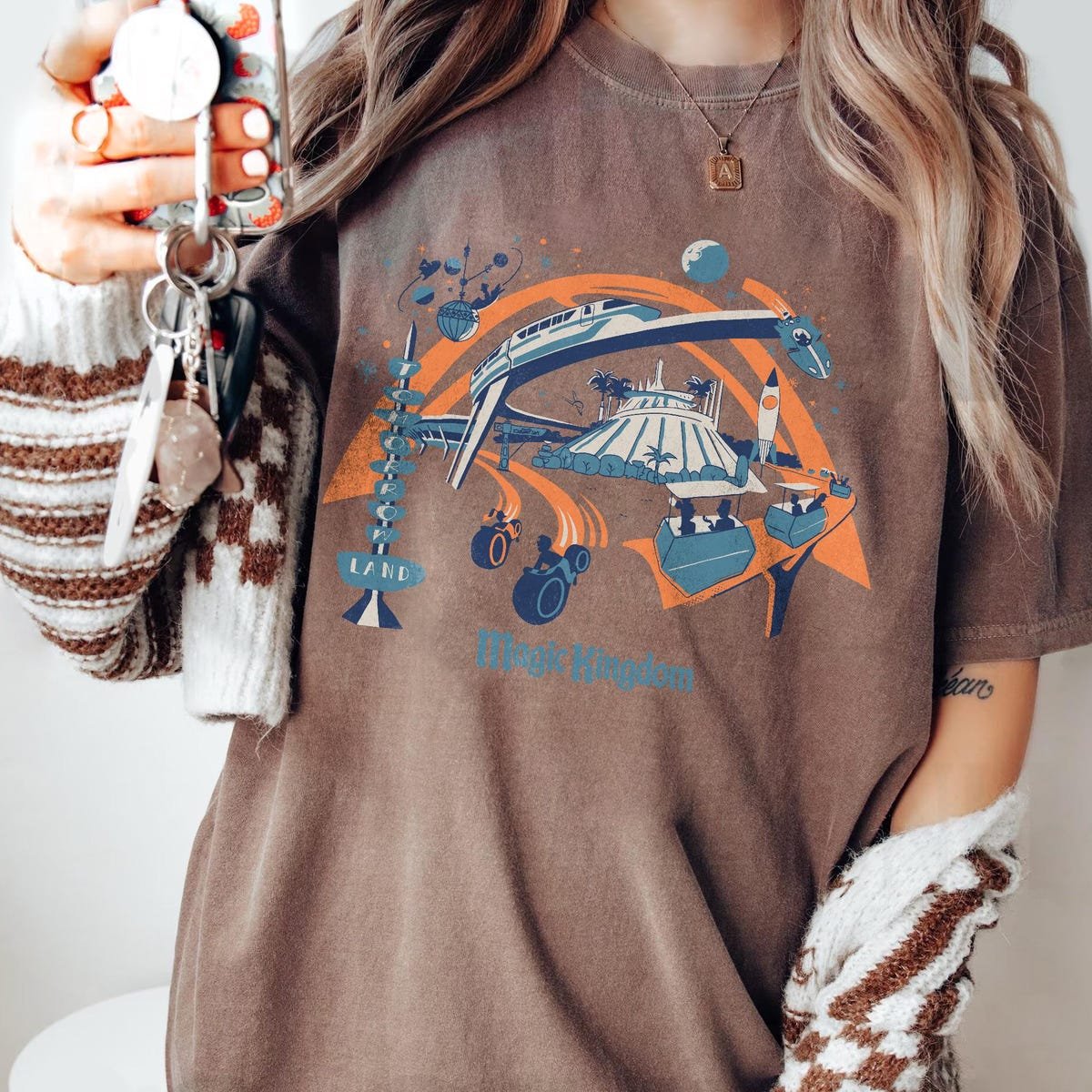 Disney Tomorrowland Shirt Retro Space Mountain Monorail Tron Tee