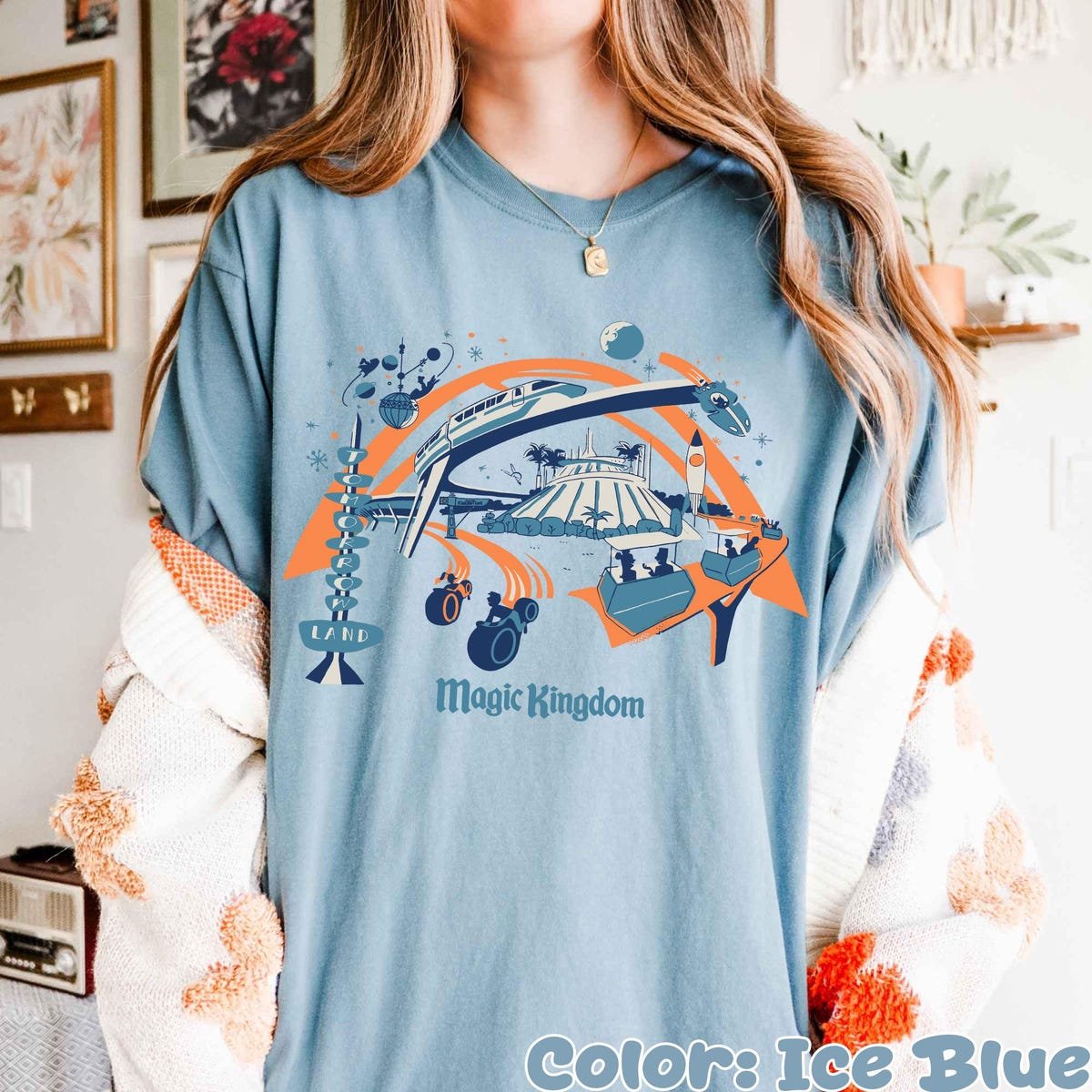 Disney Tomorrowland Shirt Retro Space Mountain Monorail Tron Tee