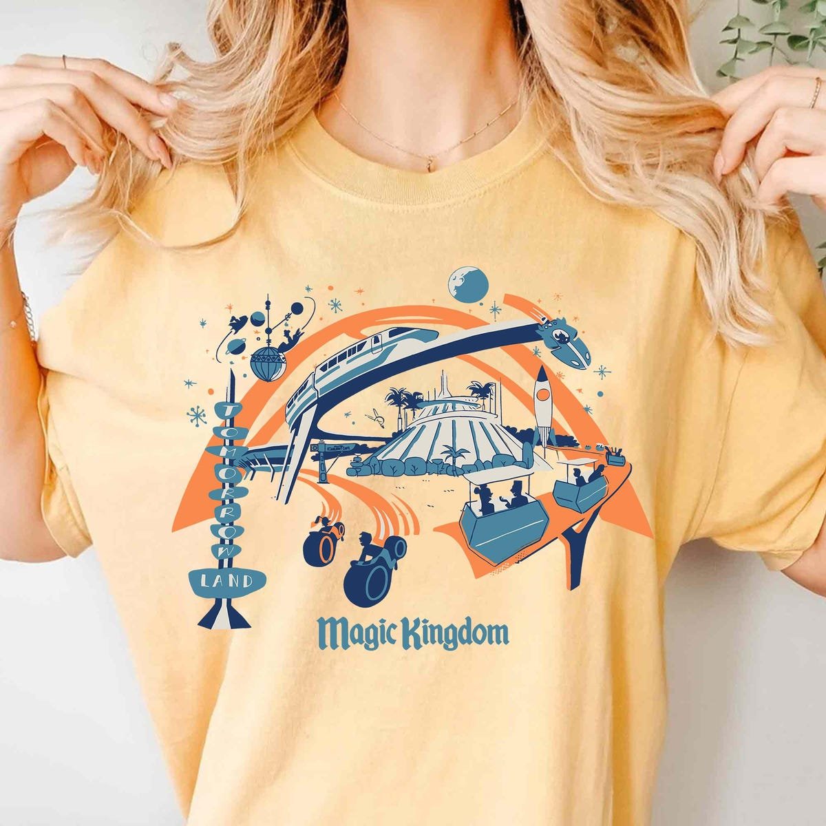 Disney Tomorrowland Shirt Retro Space Mountain Monorail Tron Tee